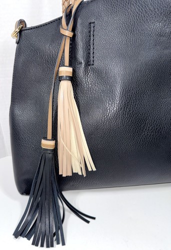 Mellow World schwarz braun Quaste Crossbody Schulter Handtasche Tasche Handtasche Beuteltasche Reise - Bild 3 von 12