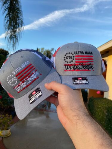 CUSTOM ULTRA MAGA WE THE PEOPLE FLEXFIT 1776 American Flag Hat Trump BETSY ROSS - Picture 2 of 7