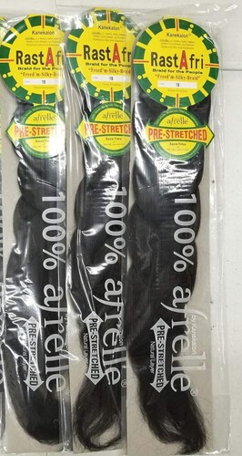 3 paquetes de extensiones de cabello sintéticas RastAfri trenza Freed'm sedosa color 1B - Imagen 2 de 3