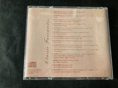 CD: CLASSIC FAVOURITES 14 TRACKS 1993 HNH INTERNATIONAL MOZART CHOPIN SCHUBERT - Picture 2 of 5