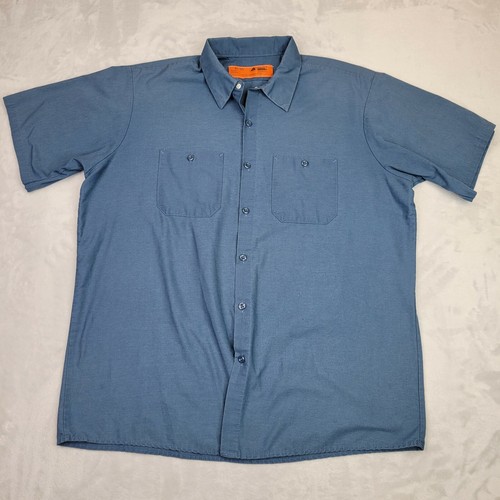 Red Kap Mens Work Button Shirt XL Blue 