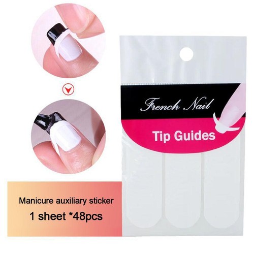 🔥48 Pcs French Manicure Nail Art Tips Form Guide Sticker Polish DIY Stencil - Picture 6 of 10