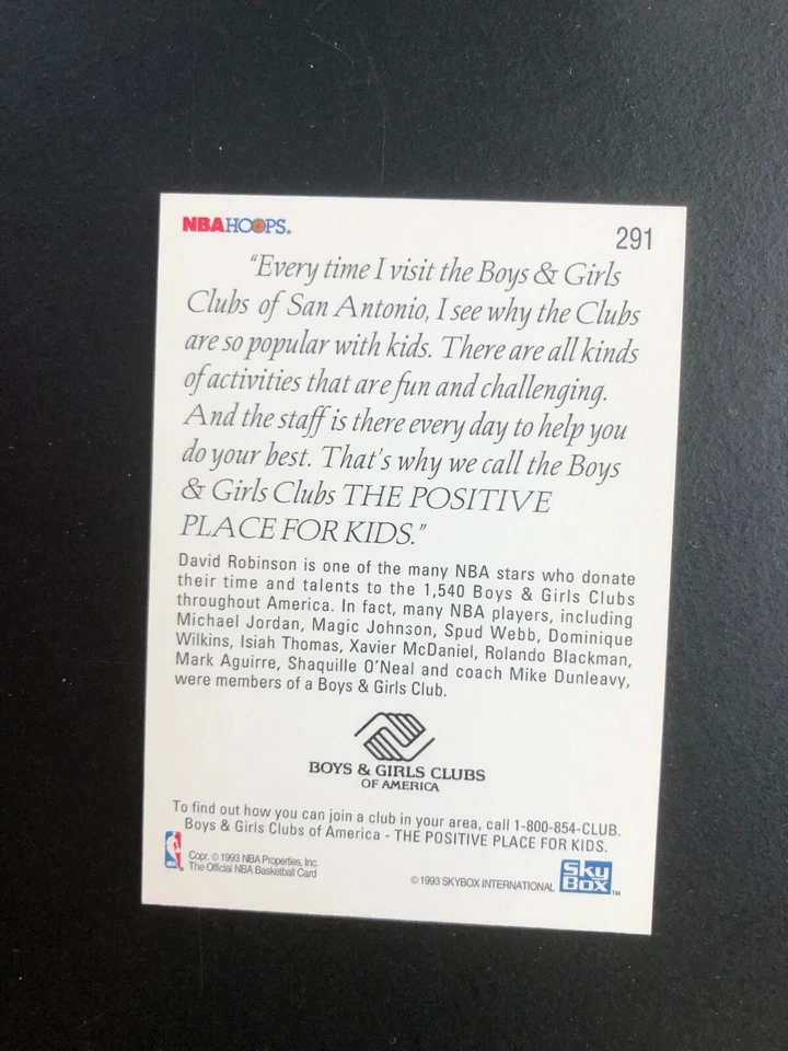 1993 DAVID ROBINSON SkyBox  # 291 a  Basketball Card. Made in USA - Image 4 of 4