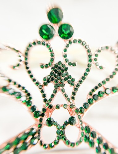 Crystal Masquerade Mask, Mardi Gras Mask, Green Teardrop Mask, Rose Gold Mask - Picture 4 of 7