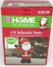 Rite Aid, Home for the Holiday's 4' Inflatable Santa. New.