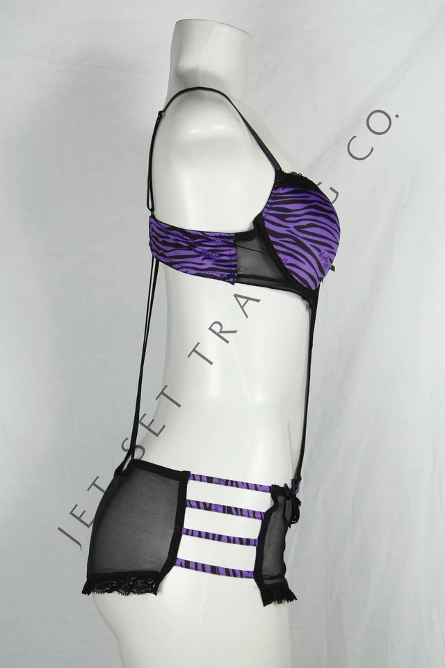 Juego de CUERDAS G Chemise para mujer PBNW6066-PÚRPURA púrpura y negro Playboy íntimas S - L Foto 4 de 4