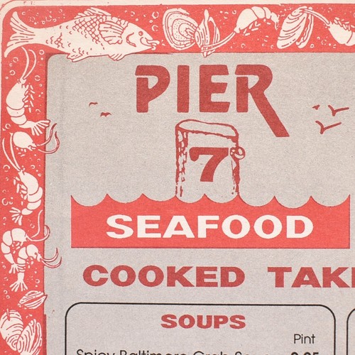 1980s Pier 7 Seafood Restaurant Menu Evesham Road Voorhees Township New