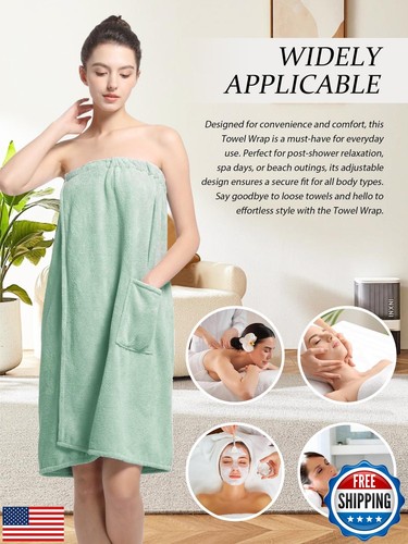 Women'S Soft Wrap Towel Full Length,Bath Robe After Shower Female Plush Long, - Picture 4 of 5