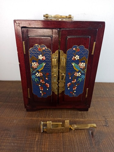 JOYERO CHINO VINTAGE ESMALTE CLOISONÉ CON CERRADURA Y LLAVE - Imagen 10 de 15