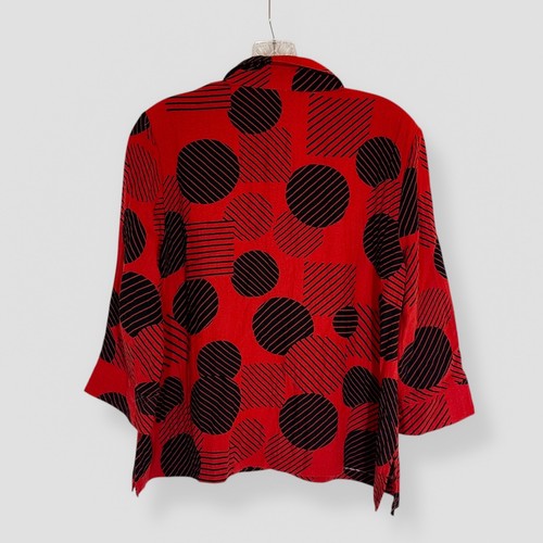 Ali Miles Size Petite Small Abstract Print Tunic 3/4 Sleeve Side Pocket Casual - Picture 5 of 10