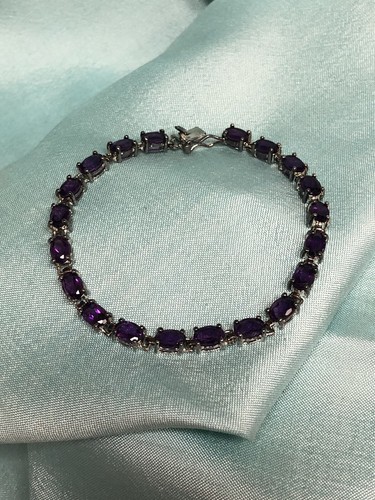 Vintage Silver Tone Amethyst Multi Colors Tennis Bracelet Box Clasps Need Repair - Picture 4 of 14