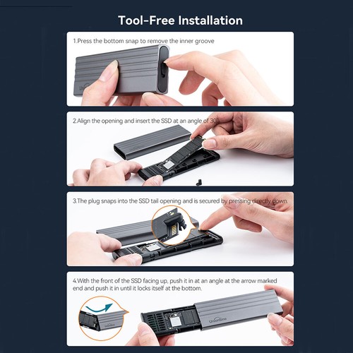 M.2 SATA NVME Externes SSD Gehäuse PCIe USB 3.1 USB-C Festplattengehäuse Adapter - Afbeelding 13 van 19