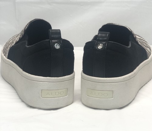 New Aldo Women’s Size 8 Alarka Slip On Sneakers Black White Zebra Print Platform - Picture 5 of 6