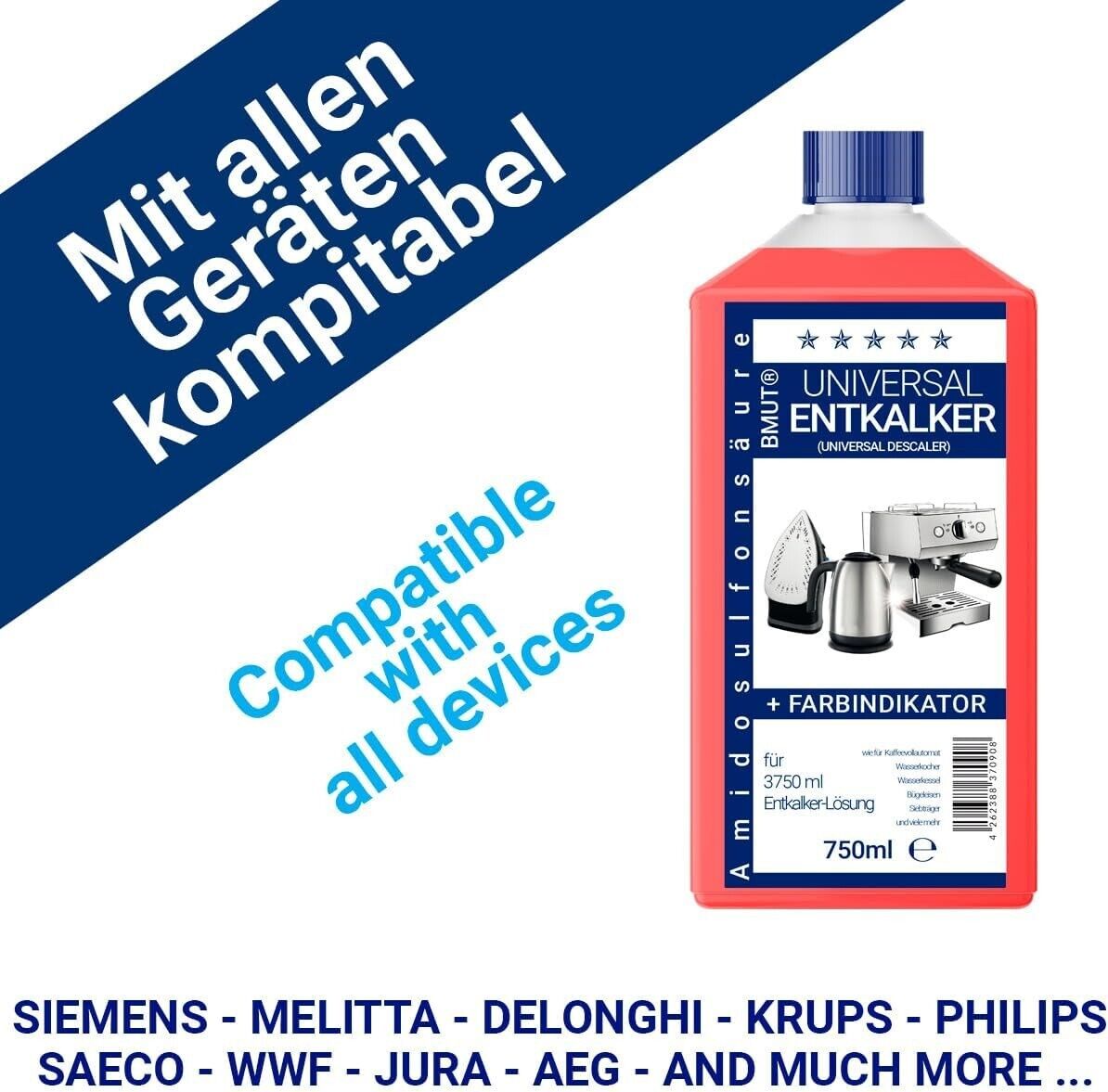 750ml Entkalker Kaffeevollautomat flüssig DeLonghi Miele Jura Saeco AEG Bosch