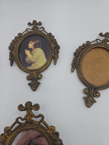 4 Antique Cast Iron Wall Frames Mirror Sm Victorian Bow Roses Flowers Italy Made - Picture 3 of 8