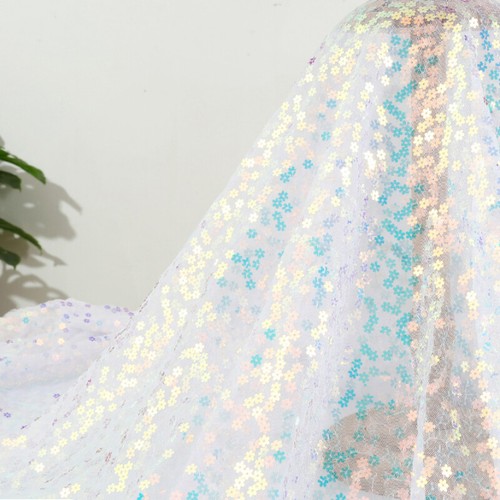 Flower Shaped Sequin Fabric Floral Sparkly Bling Shiny Dress Background Sewing - Picture 29 of 38