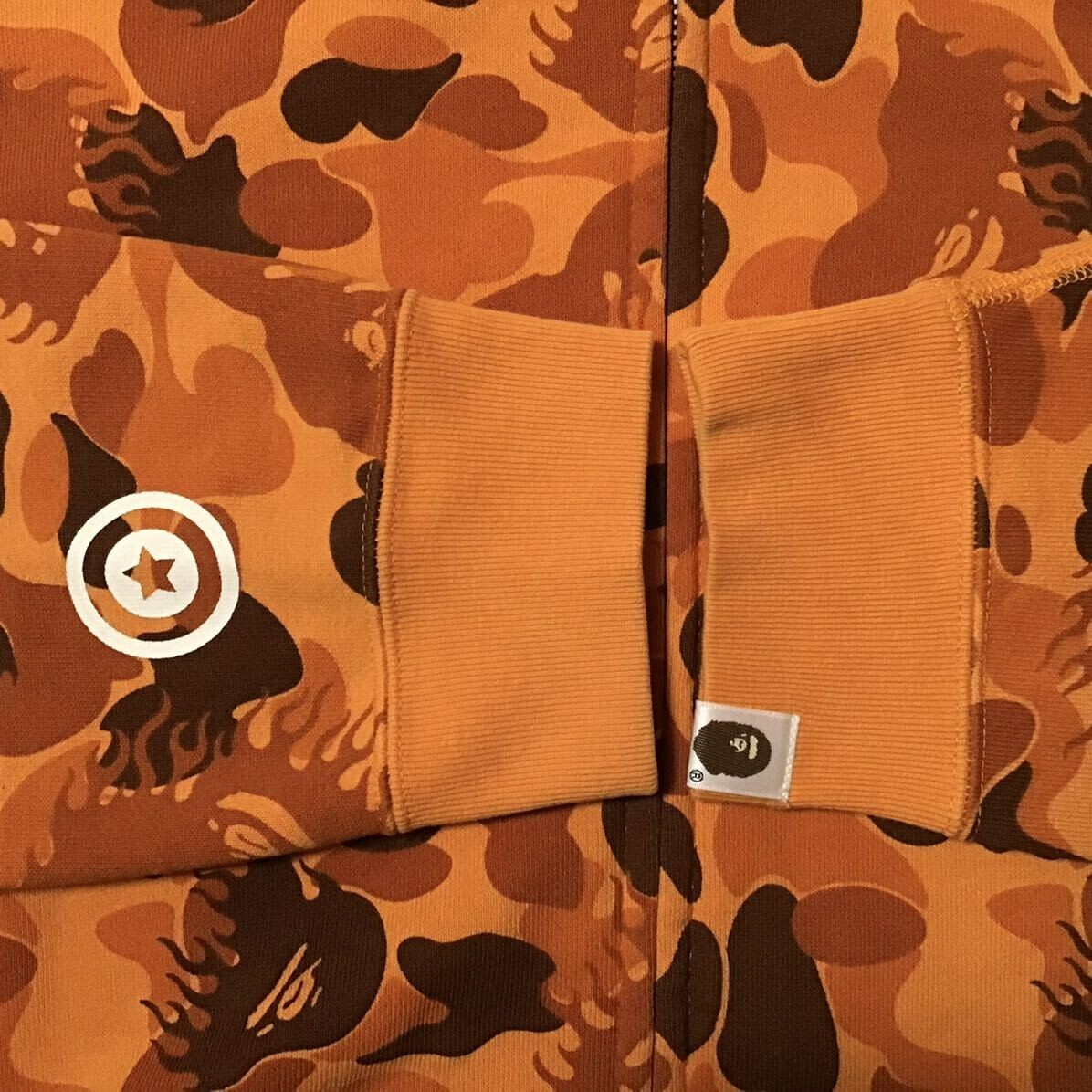 BAPE Fire camo shark full zip hoodie a bathing ape NIGO Orange