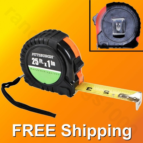 Pittsburgh 25ft x 1 in Quickfind tape Measure High Strength & Strap ABS Rubber - Picture 1 of 6