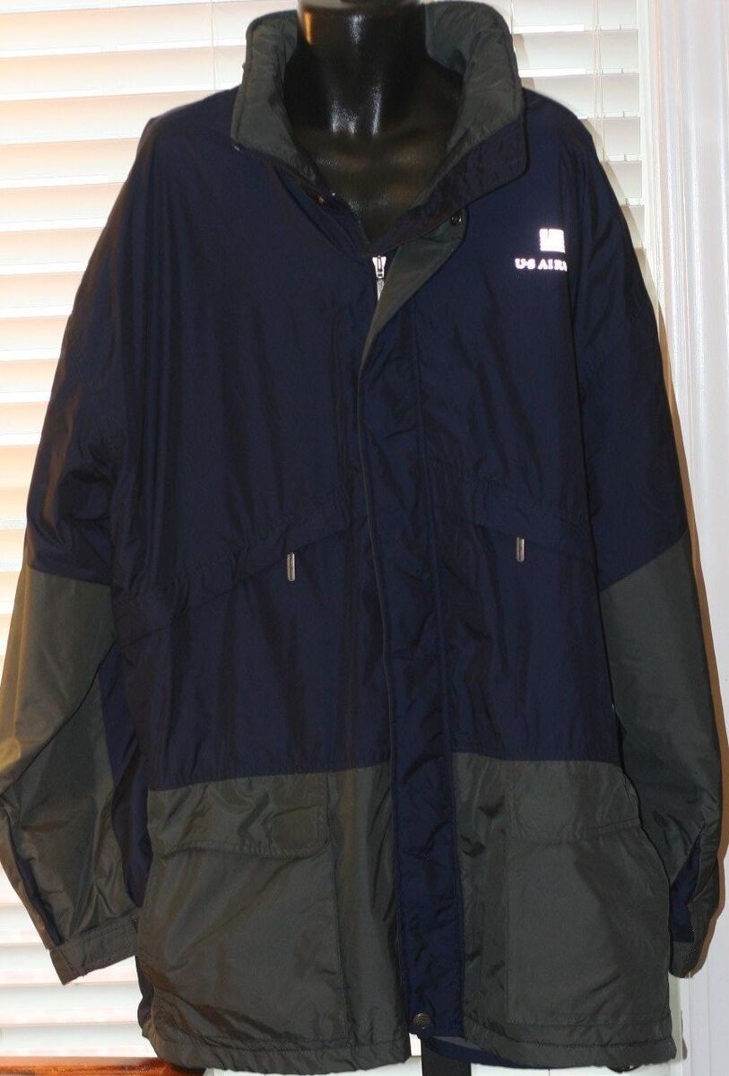 Men's US Airways Wearguard Heave Coat W/ Hood Navy & Gray Men's US Airways Wearguard Heave Coat W/ Hood Navy & Gray
