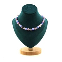 Halskette Perlen Rosenquarz Du Brazilien + Glimmer Violett Matt + Achat Crazy Fe