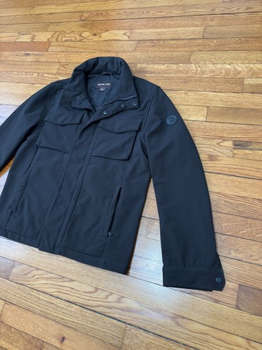 Michael Kors Men's Jacket Sz Medium Black Softshell Full Zip Fleece Lined Bomber - Picture 2 of 9