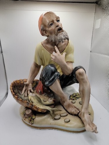 Vintage Dresden Deutschland Porzellan Fischer Skulptur. Beschädigt. 9 3/4 Zoll. - Bild 19 von 19