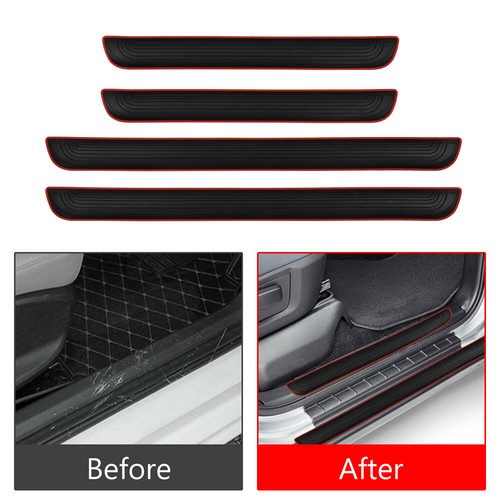 4x Protectores de escalón raspado de puerta de automóvil negro de goma para puerta de automóvil accesorio de recorte - Imagen 6 de 12
