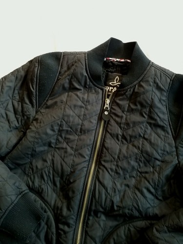 PrAna Jacket Adult Medium Black Bomber Quilted Sherpa Lined Flight Womens. HC - Picture 2 of 8