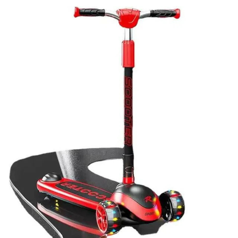 Scooter Infantil 3 Ruedas con Luces LED Plegable Ajustable Edades 4-12 Años T Foto 3 de 4