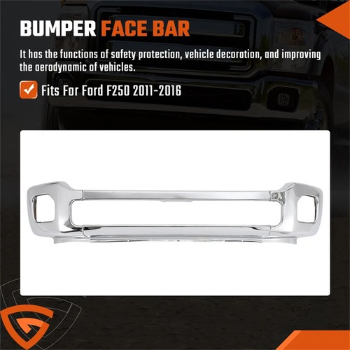Steel Front Bumper Cover Face Bar Chrome For 11-16 Ford F250 350 450 Super Duty - Picture 5 of 16