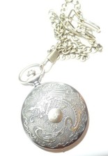 NEW Bronze Luxury Men's Pendant Quartz Dragon Pattern Pocket Watch With Chain