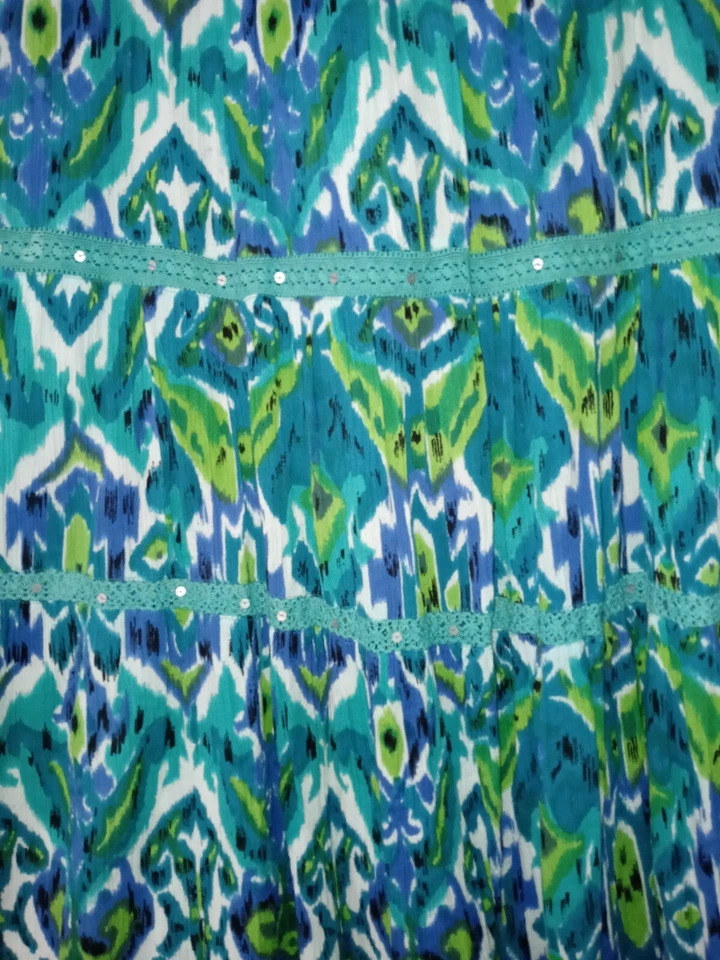 Falda Notations M Bonita Algodón Boho Hippie Con Niveles Encaje Ribete Cintura Cómoda Foto 3 de 4