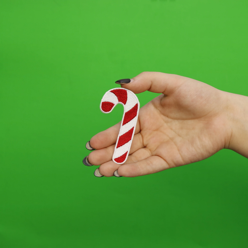 Peppermint Candy Cane Embroidered Iron On Patch - Picture 2 of 2
