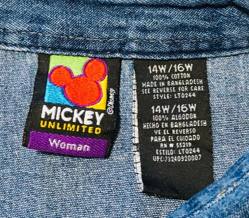 Disney Mickey Unlimited Damen blau Denim ärmelloses Top Größe 14W/16W - Bild 6 von 7