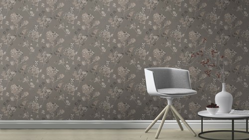 Papel pintado Rasch Florentine 449242 gris topo crema elegante floral no tejido - Imagen 4 de 4