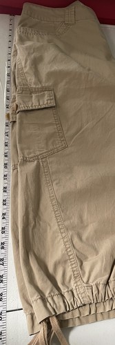 ROXY womens cargo elastic hem capri pants khaki size 11 - Picture 7 of 8