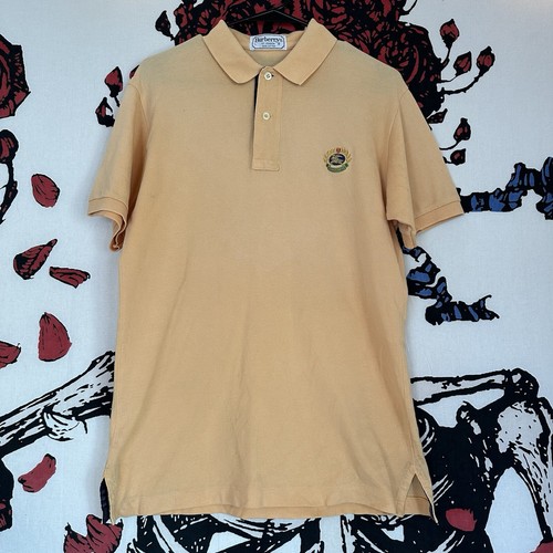 VTG 90s Burberrys of London Burberry Polo Shirt Peach Orange Crest Logo Men's L