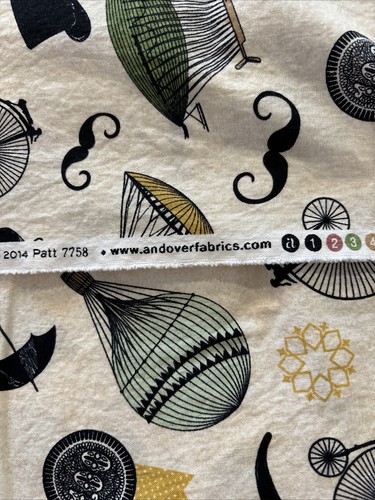 1 Yd Andover 2014 Fabric 100% Cotton Vintage Look Pattern Retro Steam Punk Junk - Picture 3 of 3