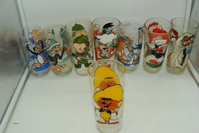 Vintage Lot Of 8 Pepsi Collectible Cartoon Drinking Glasses Looney