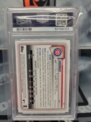 2020 Bowman Nico Hoerner Rookie PSA 10 - Cubs #72 - Picture 2 of 2