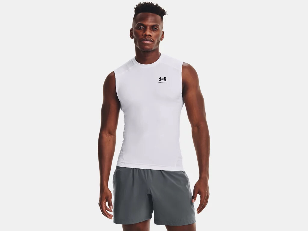 Under Armour Men's HeatGear Armour Compression Sleeveless Shirt 1361522  White