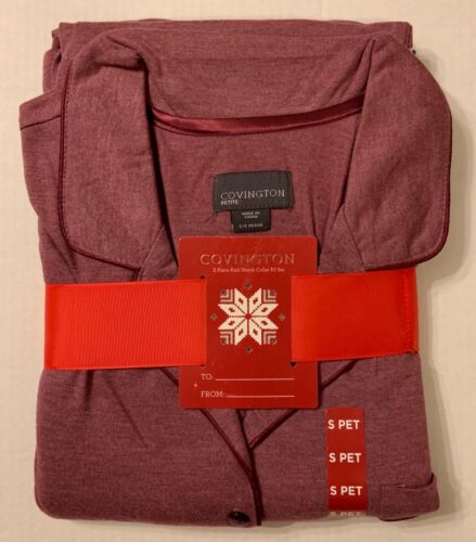 Covington 2 Piece Knit Notch Collar Pajama Set Pjs Petite Small S New FastShip