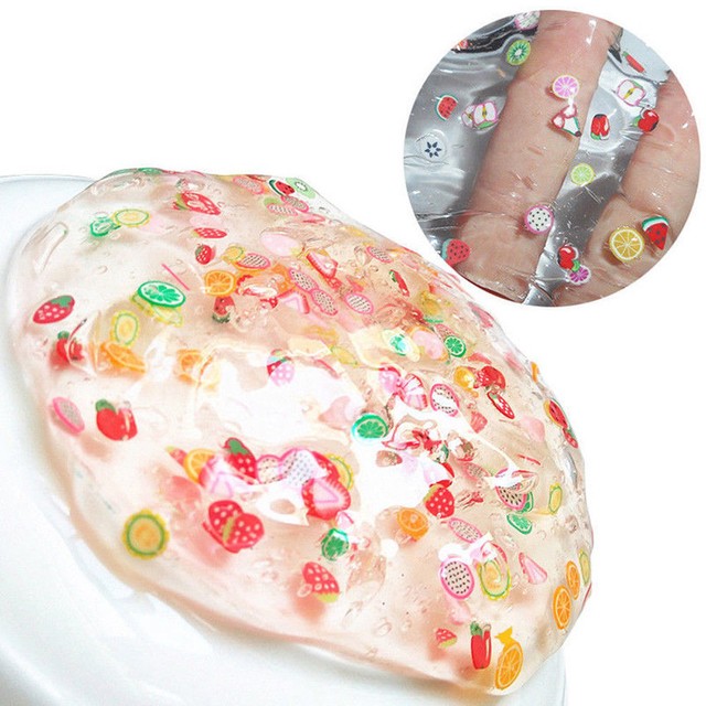 50 60ml Clear Slime Cute Fruit Salad Fimo Crystal Putty Kids Gag