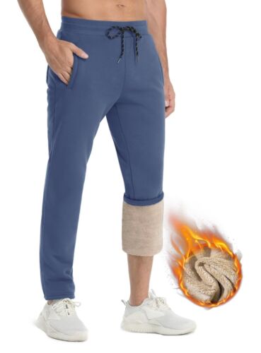 Men's Thermal Fleece Pants Sherpa Lined Open Bottom Sweatpants Casual Trousers - Picture 11 of 122