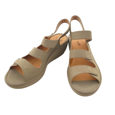 Clarks Collection Soft Cushion Reedly Juno Sage Wedge Sandals