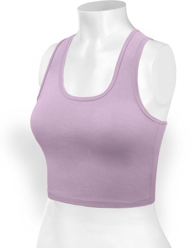 Women Premium Cotton Breathable Basic Sleeveless Racerback Crop Tank Top - Picture 102 of 202