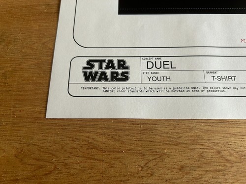 T-shirt maglietta Star Wars Duel Skywalker Darth prototipo 8,5x11 scheda tecnica vintage Hanes - Foto 18 di 24
