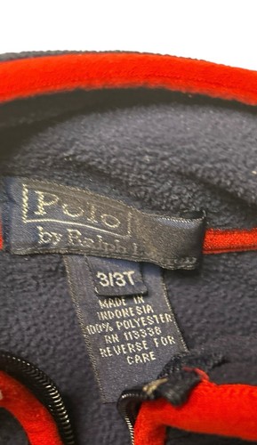 Vintage Polo Ralph Lauren Pullover Blue And Red Fleece 1/4 Zip Size 3T GUC - Picture 7 of 14