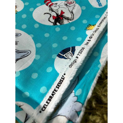 Dr Seuss Christmas Grinch Cat in The Hat Celebrate Seuss Cotton Fabric - Picture 3 of 3