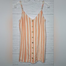 SHOW ME YOUR MUMU Orange and White Striped Button Down Dress Size Small